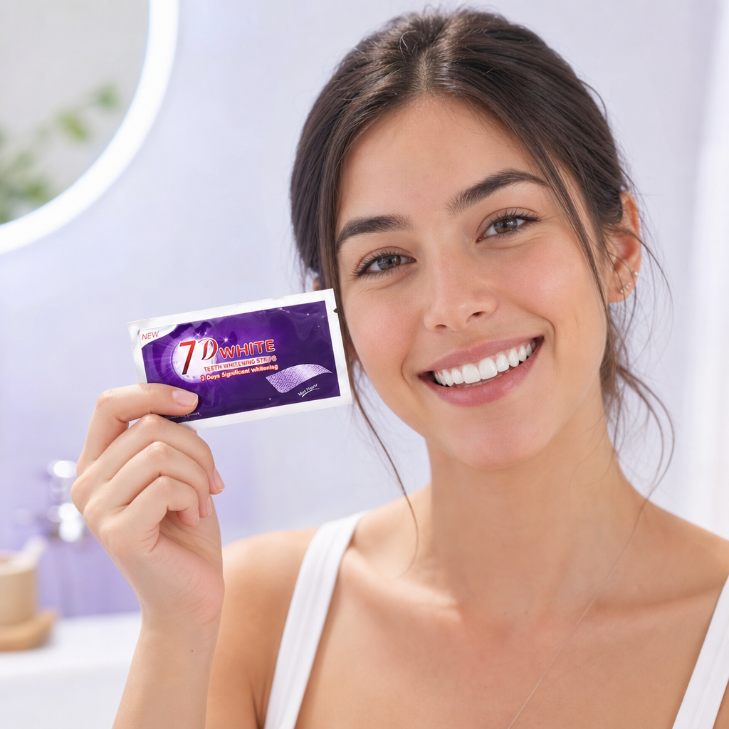 ✨ Tiras Blanqueadoras Dentales Moradas - Sin Sensibilidad y Efecto Instantáneo! ✨